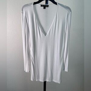 INC International Concepts Ivory Ribbed Knit Top